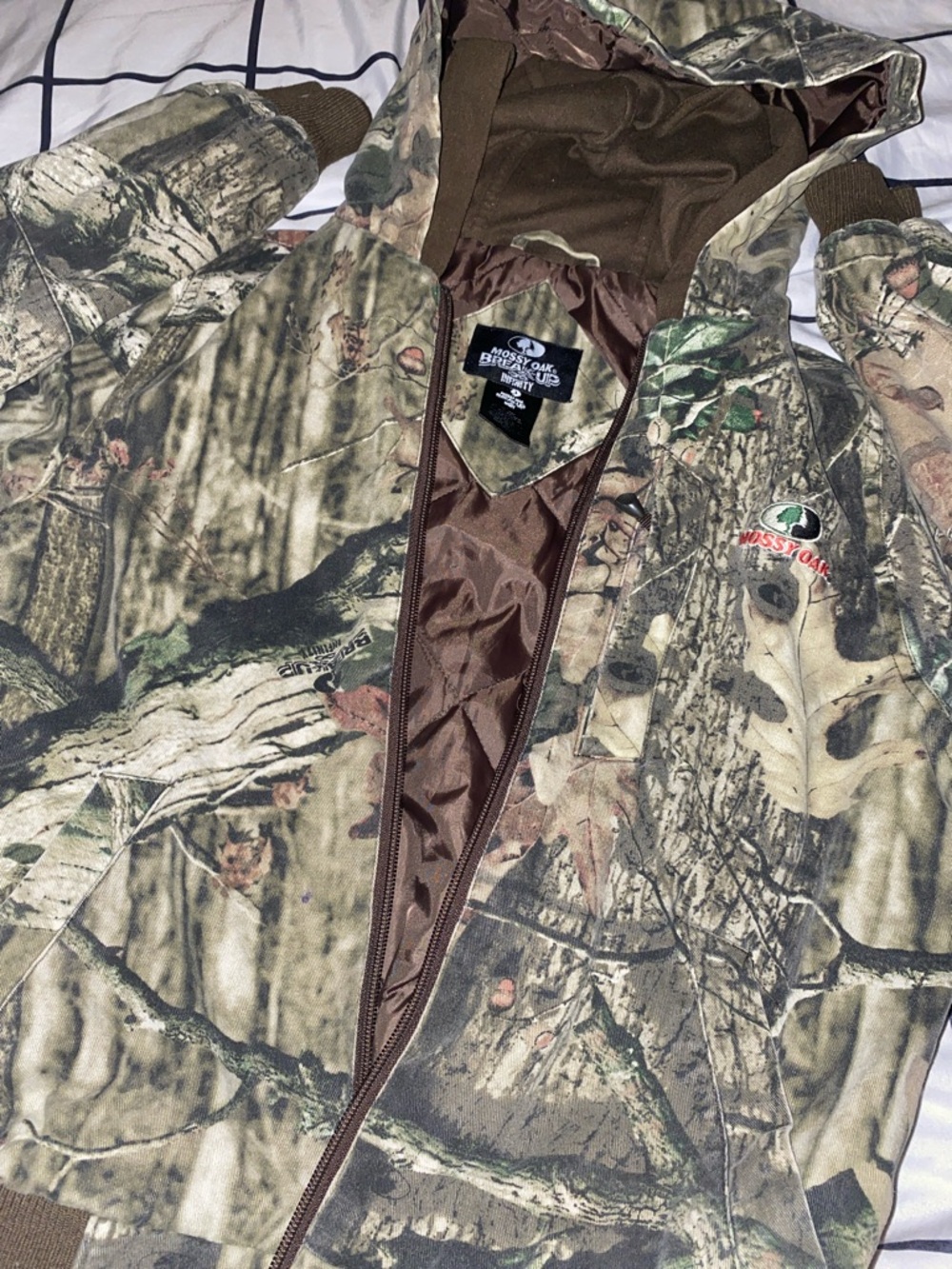 Mossy Oak Realtree Camo Zip-Up Hooded Jacket in Brown and Green